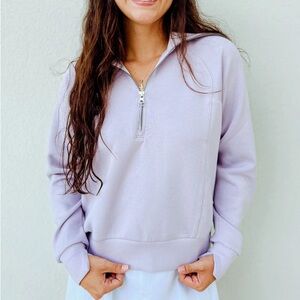 SPANX AirEssentials Half Zip Lilac Sweatshirt XS